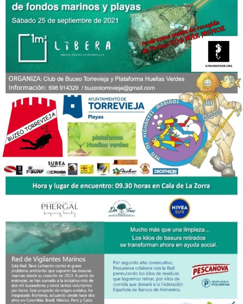 Limpieza de fondos marinos torrevieja buzeo huellas verdes plataforma