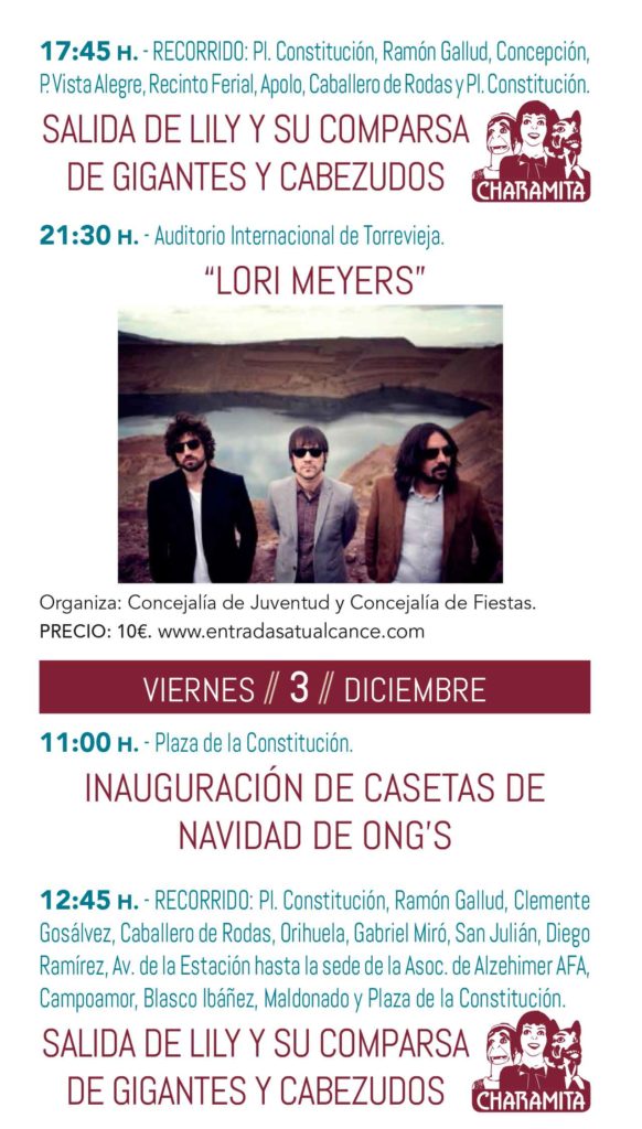 Programa de Fiestas Patronales Torrevieja 2021 concierto de Lori Meyers