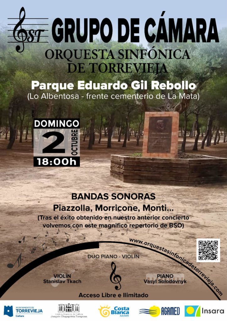concierto violin y piano parque lo albentosa La Mata Torreviejacom octubre 2022