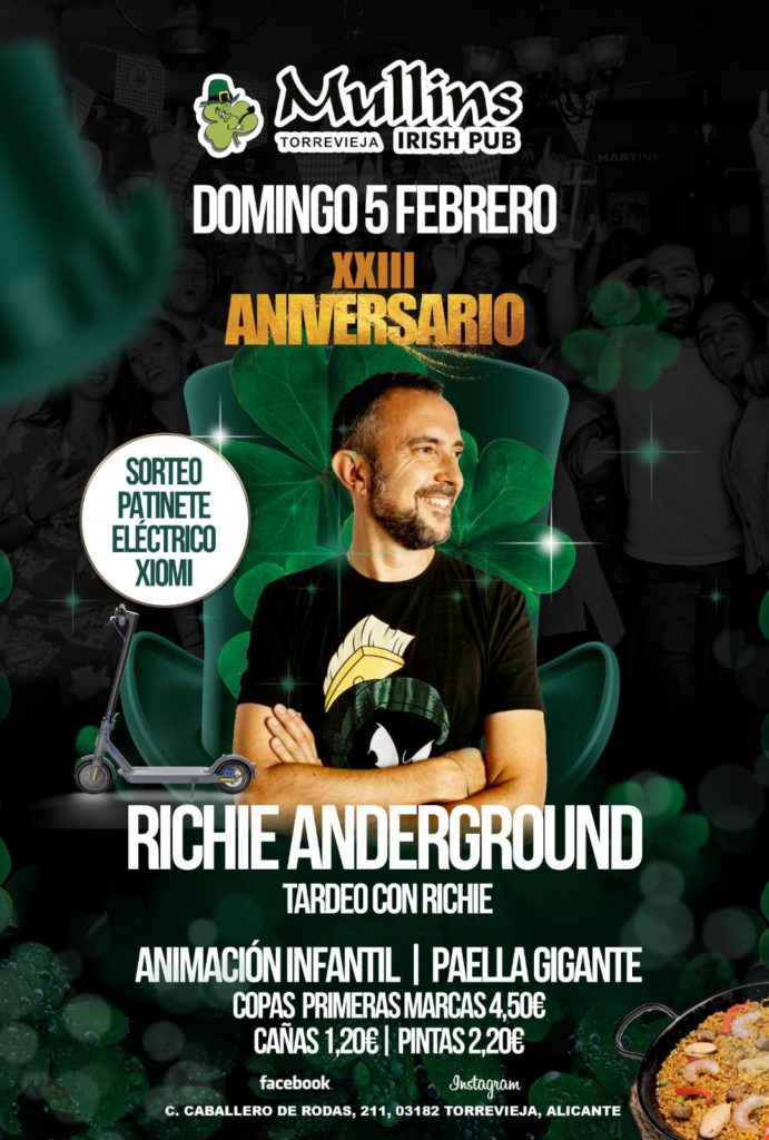 23 Aniversario JMullins Irish Pub Torrevieja 2023 DJ y Paella gigante
