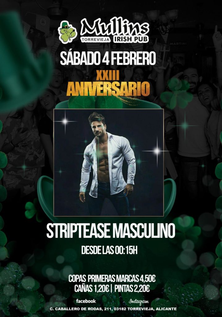 23 Aniversario JMullins Irish Pub Torrevieja 2023 Striptease masculino