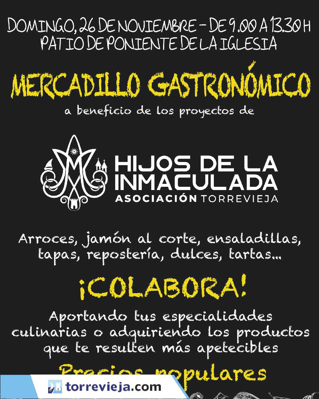 MERCADILLO GASTRONOMICO asociacion hijos de la Inmaculada Torrevieja 2023