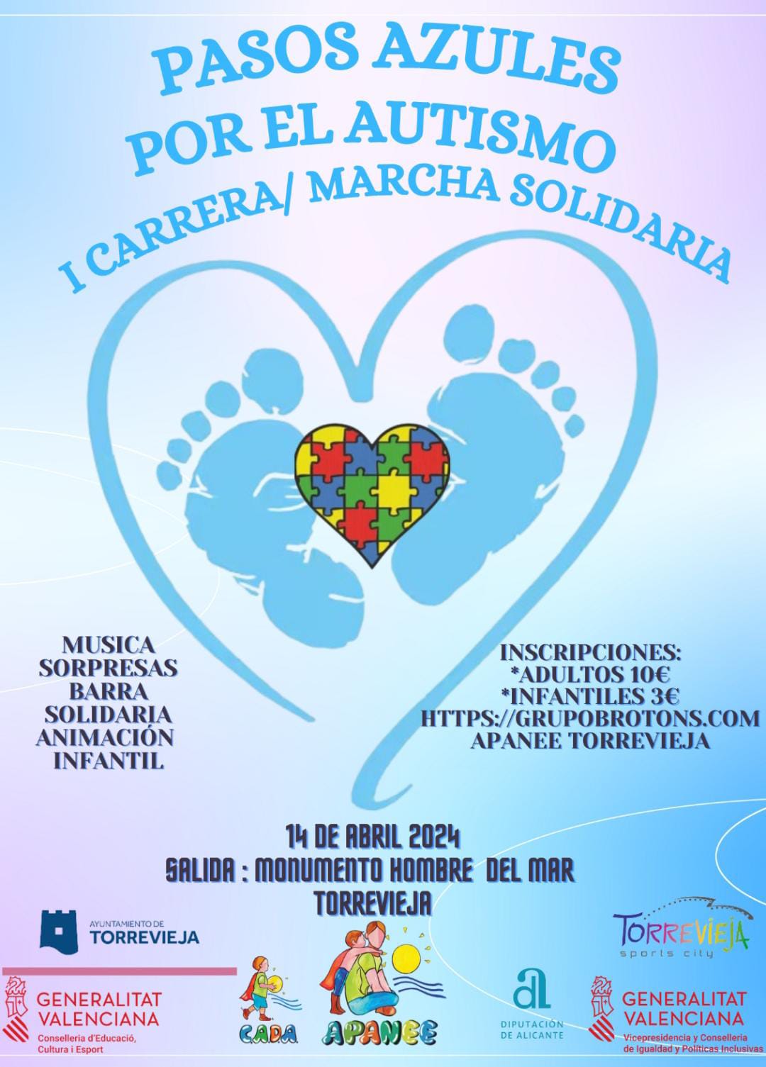 La Asociación APANEE de Torrevieja organiza la carrera solidaria PASOS AZULES por el Autismo