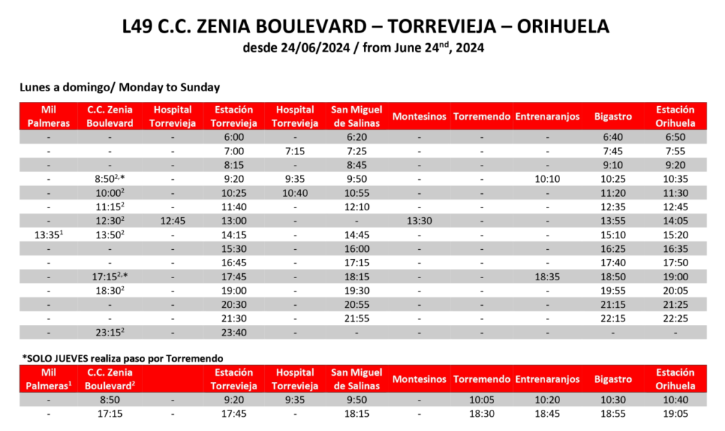 Linea 49 autobús desde Orihuela al Centro Comercial Zenia Boulevard 2024 .png