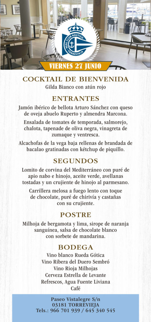 GASTRONOMISKA DAGAR Torrevieja och havet 2025 restaurang meny CLUB NAUTICO