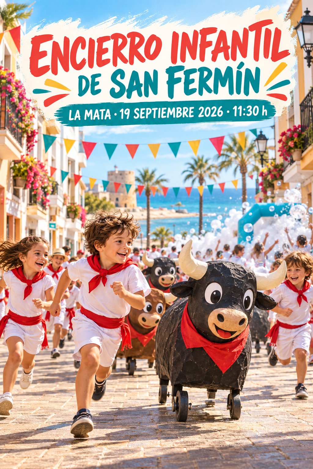 San Fermín barns tjurlöpning i La Mata 2026