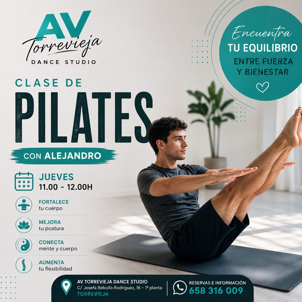 Clase de pilates para adultos en AV Torrevieja Dance Studio