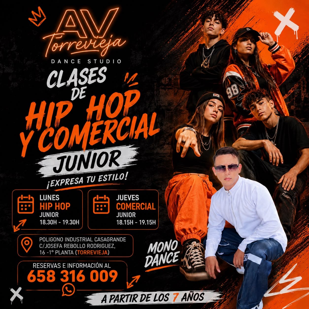 Clases de hip hop y comercial junior en Torrevieja