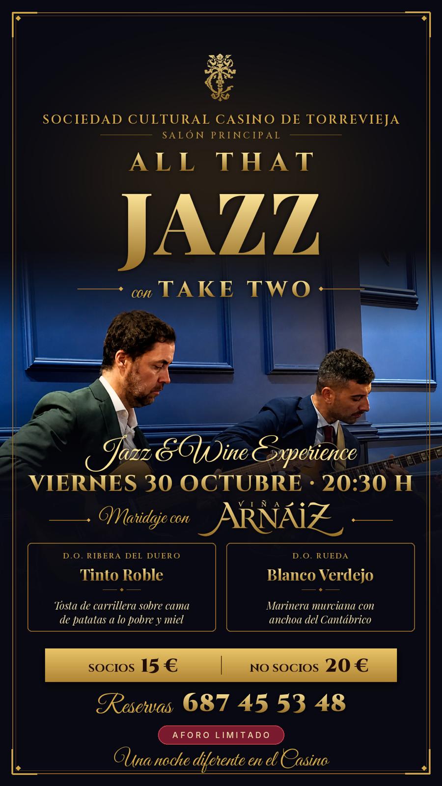 Affiche All That Jazz avec Take Two au Casino de Torrevieja, vendredi 30 octobre 2026 à 20h30.