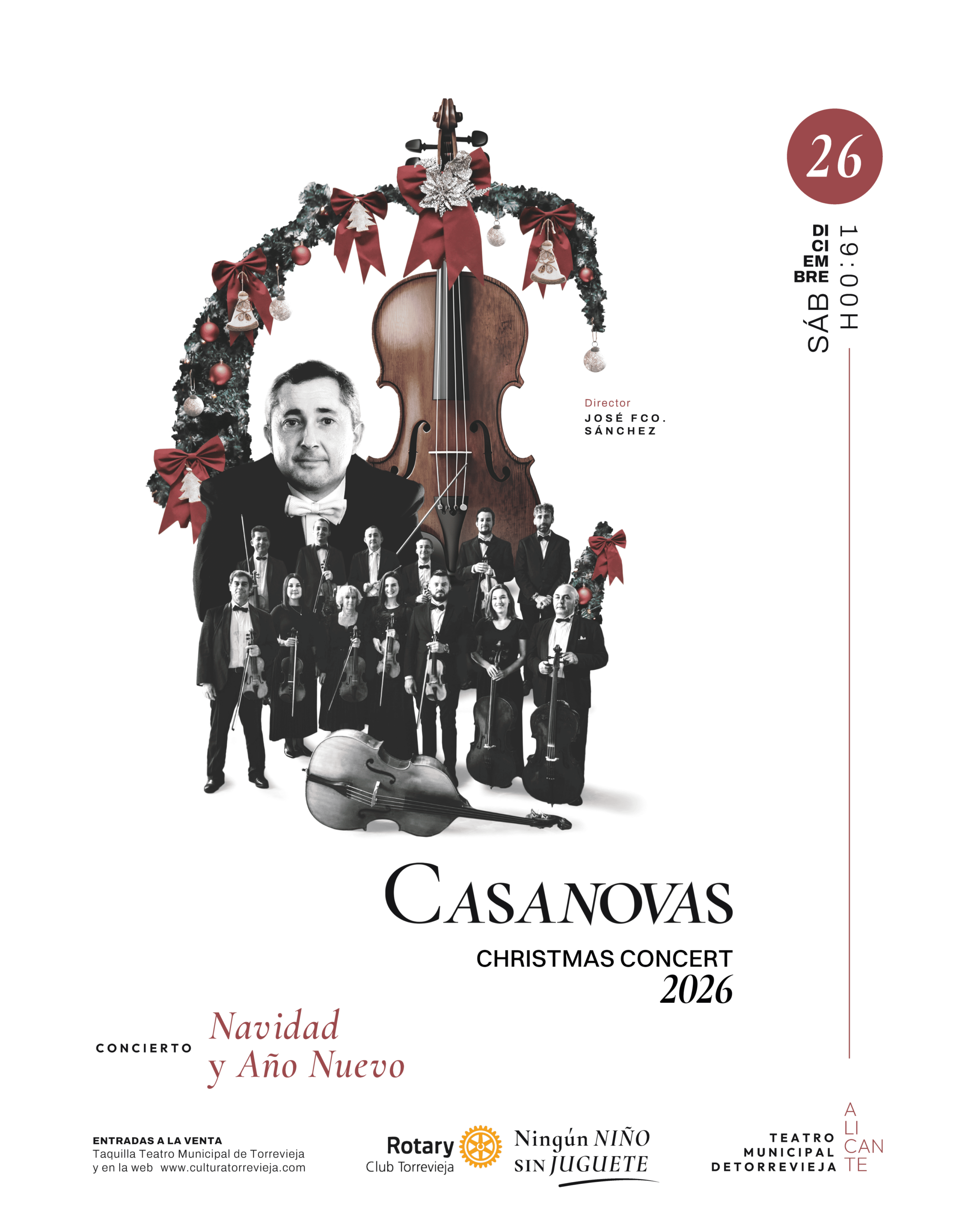 Casanovas Christmas Concert, sábado 26 de diciembre de 2026 a las 19:00 en el Teatro Municipal de Torrevieja