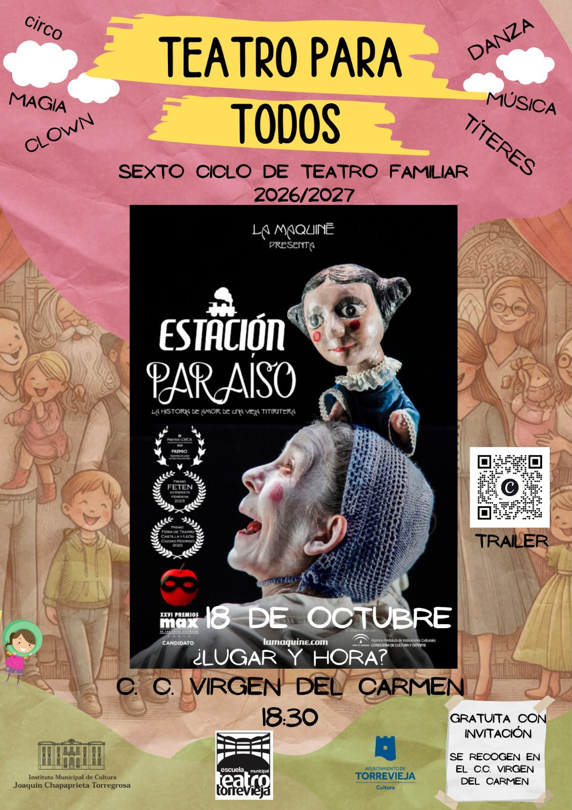 Cartel de Estación Paraíso, 18 de octubre de 2026 a las 18:30 en el Centro Cultural Virgen del Carmen de Torrevieja