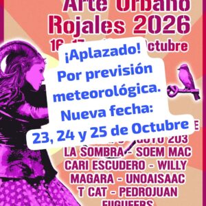 Affisch för I Rojales Urban Art Festival 2026 uppskjuten på grund av väderprognos, nytt datum från 23 till 25 oktober
