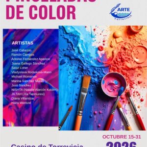 Affiche de Coups de pinceau de couleur, exposition du Groupe d’Art Torrevieja du 15 au 31 octobre 2026