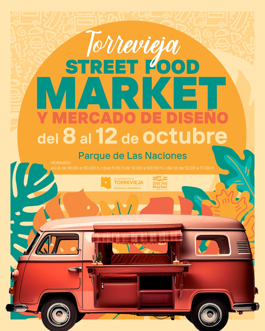 Cartel de Torrevieja Street Food Market y Mercado de Diseño 2026, del 8 al 12 de octubre